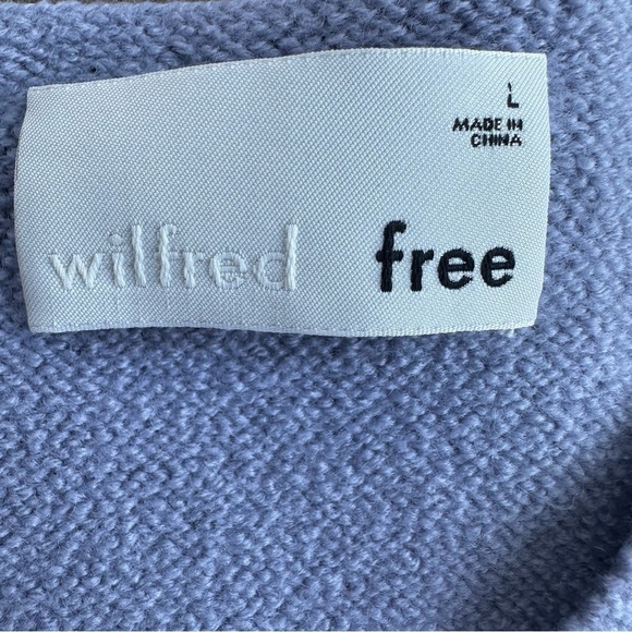 Aritzia Wilfred Free 100% Merino Wool Wolter Sweater Tuck Stitch Purple V Neck - Picture 6 of 8